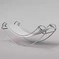 Modern Leisure Chair With Curved Metal Frame And Light Fabric Seat Design