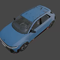 Blue Modern Car With UK License Plate Distinctive Headlights Black Wheels And Sleek Design
