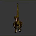 Golden Yellow Raptor Dinosaur Character Standing With Open Mouth Sharp Teeth And Long Tail