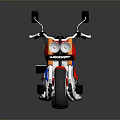 Red Vintage Motorcycle With Brown Seat Chrome Details And Rearview Mirrors