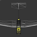 Model Airplane with Black Yellow Fuselage Wings Tail on White Background