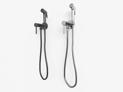 Modern Wall Mounted Shower Faucet With Handheld Sprayer And Flexible Hose Design 3d model