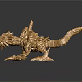 Golden Dragon Sculpture With Intricate Mechanical Design Detailed Wings And Claws