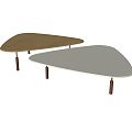 Modern Triangular Table Set with Light Wood And White Tops And Black Legs 3d model