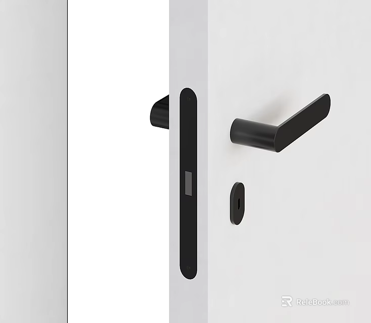 Modern Black Metal Door Handle With Sleek Design For Interior Doors 3d model 