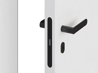 Modern Black Metal Door Handle With Sleek Design For Interior Doors 3d model
