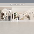 Modern Minimalist Clothing Store Interior With Mannequins Clothing Displays Plants And Arch Design