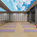 Modern Fitness Gym Interior With Rows Of Stationary Bikes And Mirrored Walls