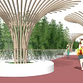 Modern gallery frame bamboo structure 3d model