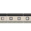 Modern Landscape Wall With Geometric Cutout Windows Brick Base And Black Top Trim 3d model