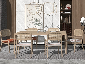 Nordic Dining Table and Chair Combination 3d model