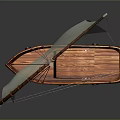 Wooden Sailing Boat With Light Blue Sail Mast And Detailed Wooden Cabin