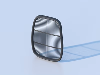 Black Rectangular Metal Grille with Vertical Slats on Light Background and Shadow 3d model