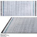 Light Blue Striped Square Rug With Fringe Details For Living Room Decor