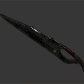 Ancient Decorative Dagger With Sharp Textured Blade And Red Handle Design