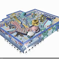 Indoor Playground With Colorful Slides Ocean Theme Decorations Ball Pit And Climbing Area