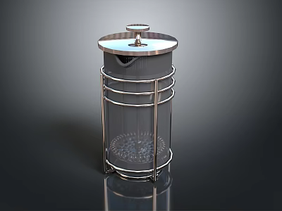 Modern Stainless Steel Ice Bucket With Lid And Metal Stand For Home Use 3d model