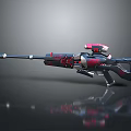 Modern Tactical Sniper Rifle With Black Red Decorative Patterns And Scope 3d model