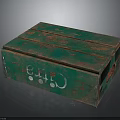 Worn Green Wooden Crate With Hand Painted White Design And Planks