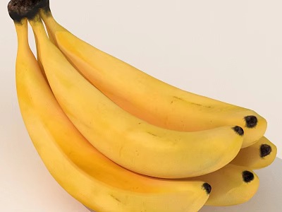 Bunch of Ripe Yellow Bananas on White Background for Healthy Snacks 3d model
