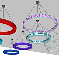 Illuminated Circular Chandeliers With Colorful Lighting And Text Messages Design