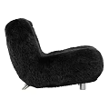 Black Fluffy Single Sofa With Plush Faux Fur Upholstery And Cozy Design