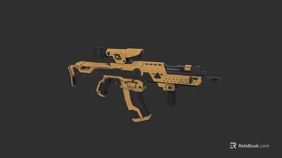 Futuristic Tactical Rifle In Brown And Black With Scope And Modern Design 3d model 