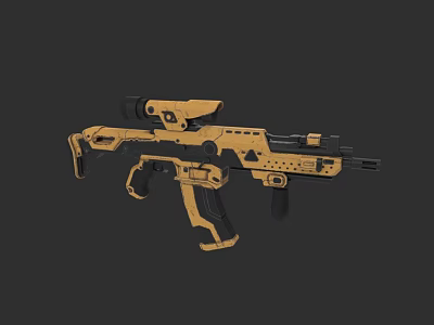 Futuristic Tactical Rifle In Brown And Black With Scope And Modern Design 3d model