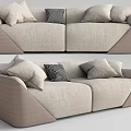 Modern double sofa multiplayer sofa 3d model
