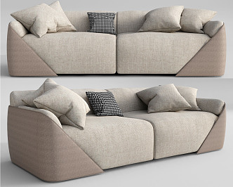 Modern double sofa multiplayer sofa 3d model