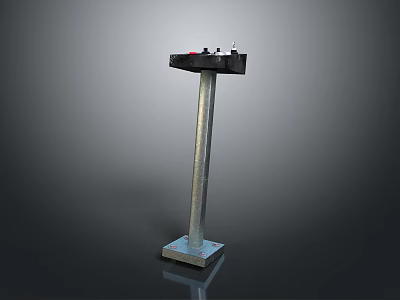 Black Countertop Device With Silver Metal Pillar And Square Base Featuring Red Black Components 3d model