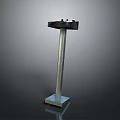 Black Countertop Device With Silver Metal Pillar And Square Base Featuring Red Black Components 3d model