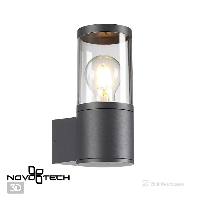 Modern Outdoor Wall Light With Black Metal Housing And Transparent Glass Shade 3d model 