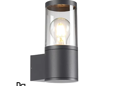 Modern Outdoor Wall Light With Black Metal Housing And Transparent Glass Shade 3d model