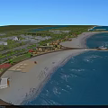 Aerial View Planning of Coastal Beach Area With Buildings Roads and Green Spaces