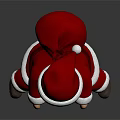 Cartoon Santa Claus Wearing Red Outfit Red Hat With White Beard Squatting Holding White Object