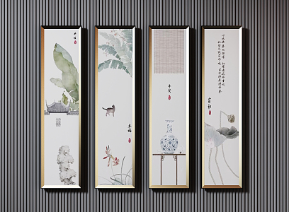 New Chinese Plant Painting Hanging Paintings 3d model