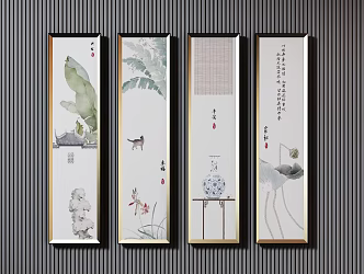 New Chinese Plant Painting Hanging Paintings 3d model