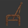 Wooden Leisure Chair Featuring Striped Backrest And Natural Simple Sturdy Design