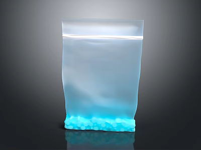 Transparent Resealable Plastic Bag With Blue Granules For Daily Household Use 3d model