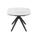 Modern Dining Table With White Marble Tabletop And Black Metal Base