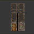 Two Story Brick Building With Windows Wooden Door Green Graffiti And Black External Pipes