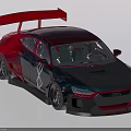 Sporty Black Red Car With Aerodynamic Rear Spoiler And Modified Body Design