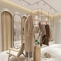 Modern Clothing Store Interior With Mannequins Clothes On Racks Plants Bright Lighting And White Flooring