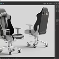 Ergonomic Office Chair with Black Gray Leather Adjustable Armrests Swivel Wheels Supportive Backrest