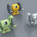 Industrial Bench Grinder Equipment Three Colored Yellow Green And Silver With Grinding Wheels
