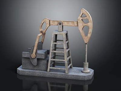 Industrial Oil Pump Equipment With Dual Mechanical Arms Ladder Stand And Base Platform 3d model