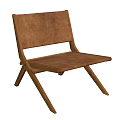 Minimalist Modern Dining Chair With Wooden Frame And Brown Leather Seat Backrest