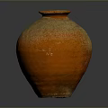 Sculptural Carving Of Reddish Brown Glossy Textured Vase With Spherical Shape And Narrow Neck