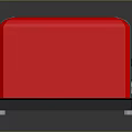 Red And White Electronic Toaster With Control Knob And Indicator Light